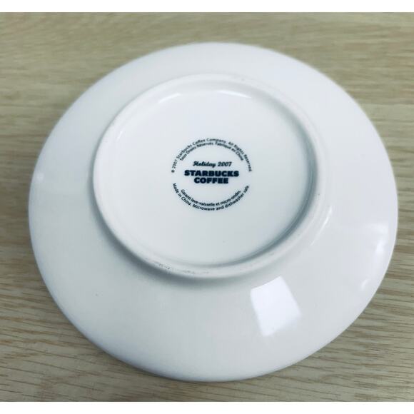 Starbucks  Tea & Espresso 2007 Holiday Saucers Plates  Set of 2 Candy Pink Green - Picture 4 of 5